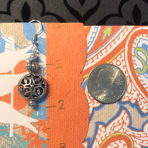 Khephra Antique Silver Filigree Disc Earrings - Picture 6 of 10